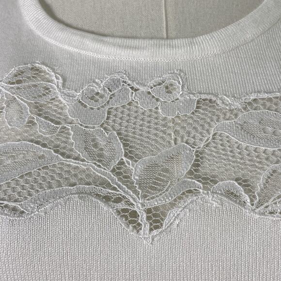 NWT $58 Philosophy White Knit Peekaboo Lace Detail Sleeveless Top Women’s Size S - Picture 3 of 11